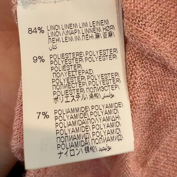 BRUNELLO CUCINELLI V-NECK LINEN SWEATER, XS, PINK - Picture 5 of 6